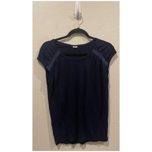J.CREW Round Neck Navy Short Sleeve Blouse